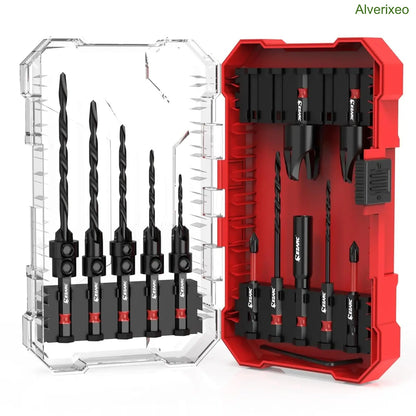 Wood Countersink Drill Bit Set with 1/4" Hex Shank & Storage Case