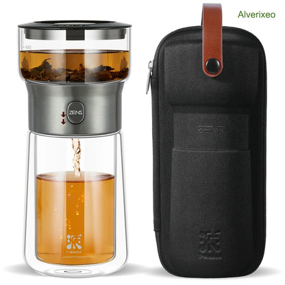 Portable Glass Tea Infuser Set – One-Touch Loose Leaf Tea Brewer
