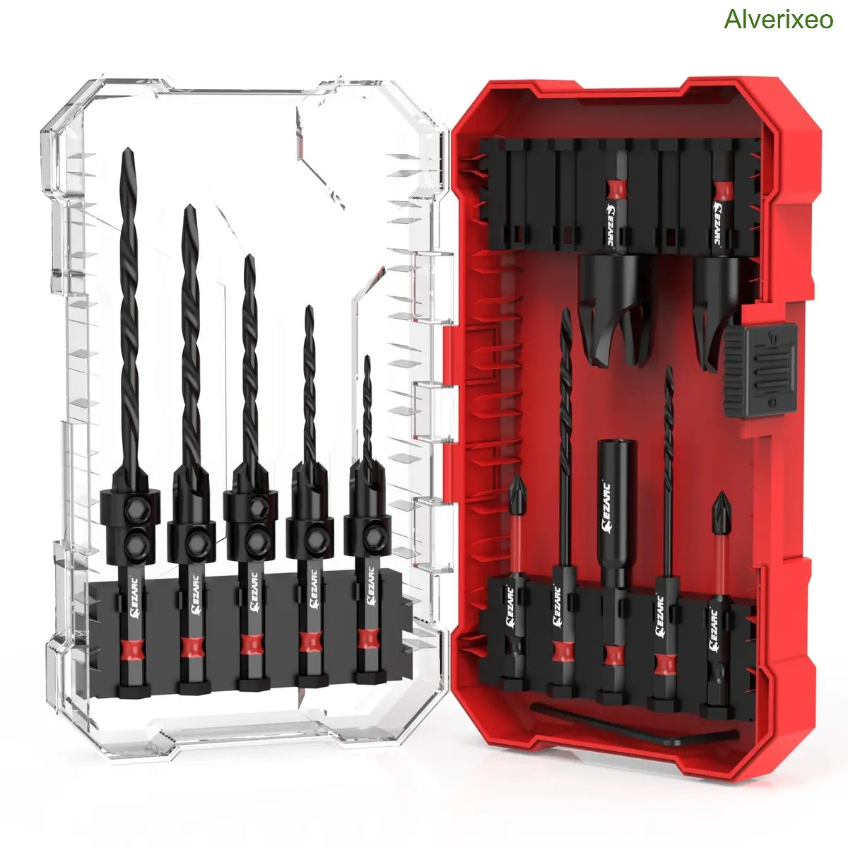 Wood Countersink Drill Bit Set with 1/4" Hex Shank & Storage Case