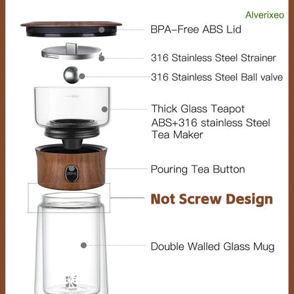Portable Glass Tea Infuser Set – One-Touch Loose Leaf Tea Brewer