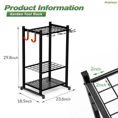 Heavy Duty Garden Tool Organizer Rack for Garage & Shed