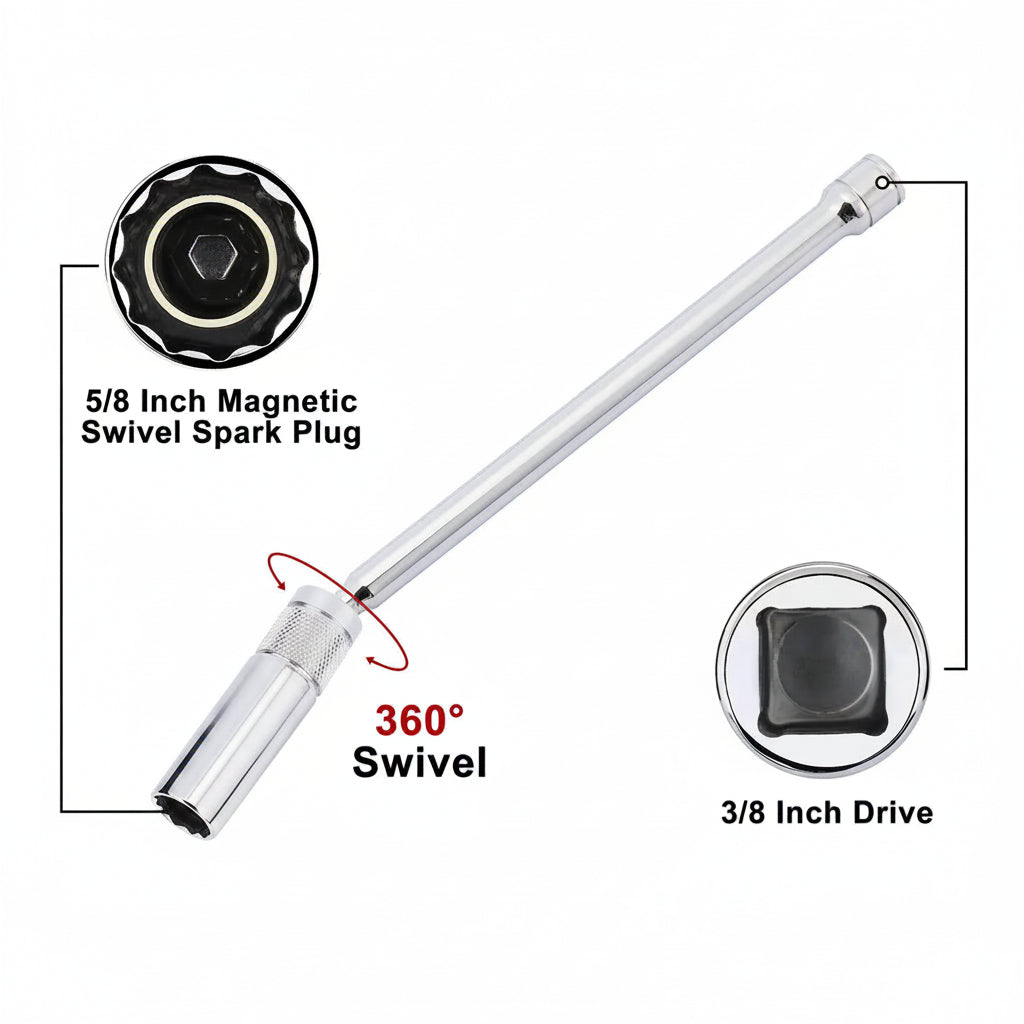 6PCS Magnetic Swivel Spark Plug Socket Set – Thin Wall 3/8" Drive