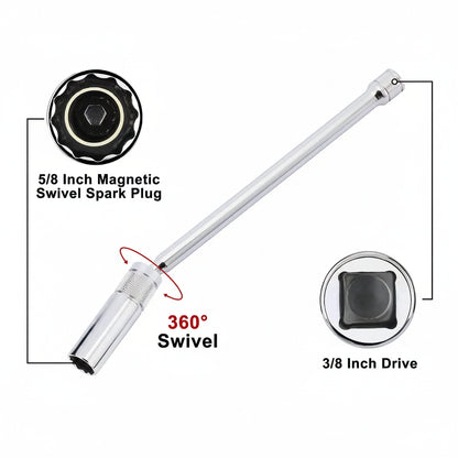 6PCS Magnetic Swivel Spark Plug Socket Set – Thin Wall 3/8" Drive