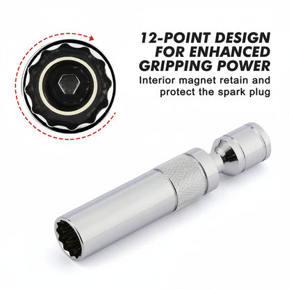 6PCS Magnetic Swivel Spark Plug Socket Set – Thin Wall 3/8" Drive