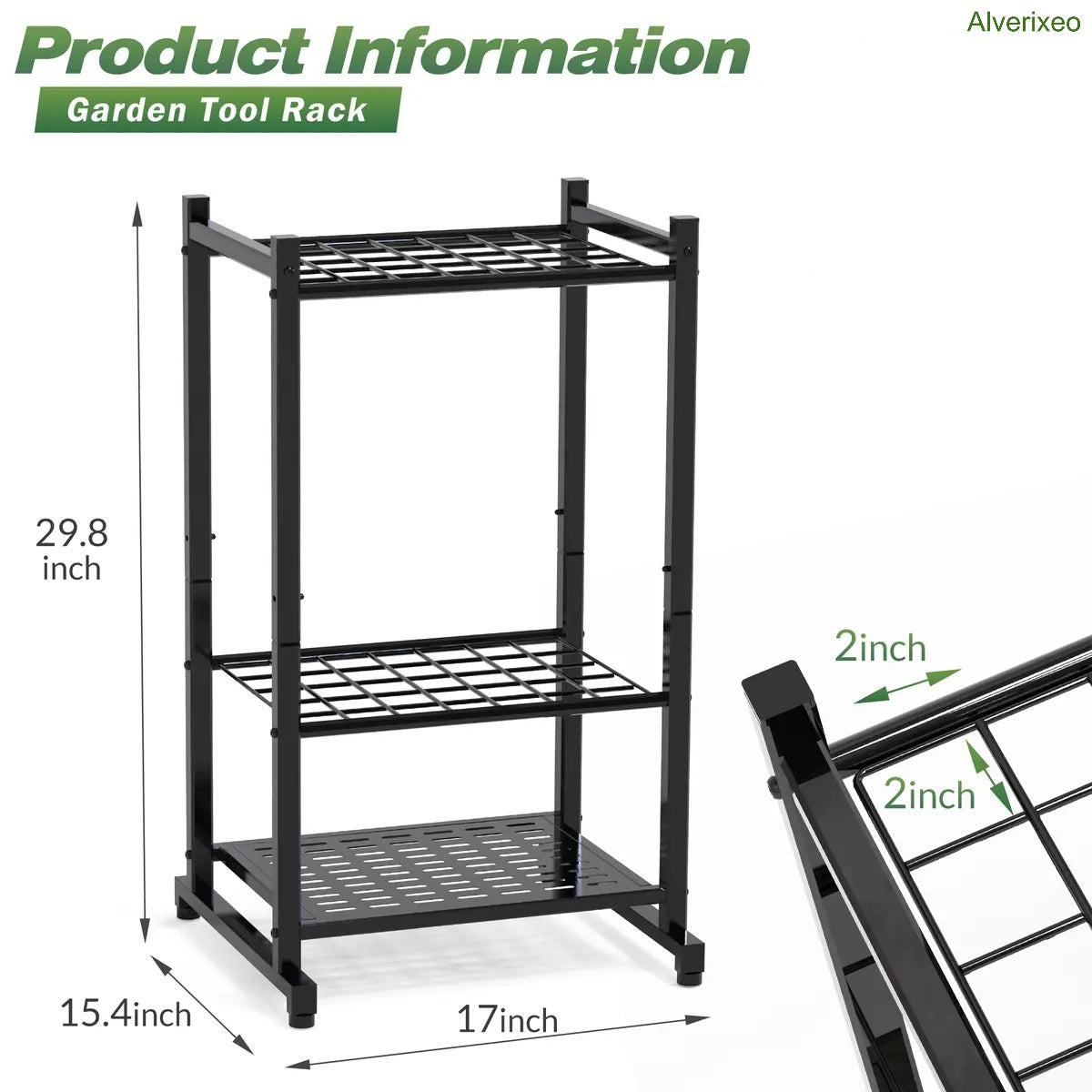 Heavy Duty Garden Tool Organizer Rack for Garage & Shed