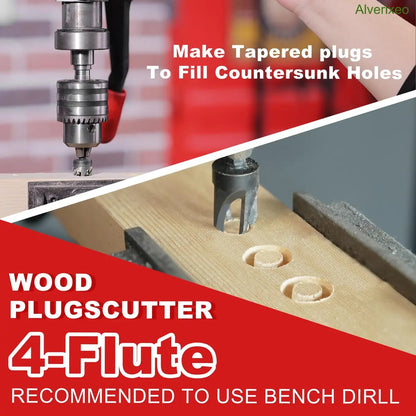 Wood Countersink Drill Bit Set with 1/4" Hex Shank & Storage Case