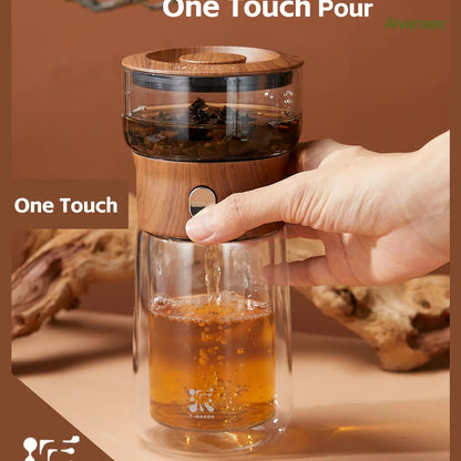 Portable Glass Tea Infuser Set – One-Touch Loose Leaf Tea Brewer