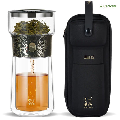 Portable Glass Tea Infuser Set – One-Touch Loose Leaf Tea Brewer